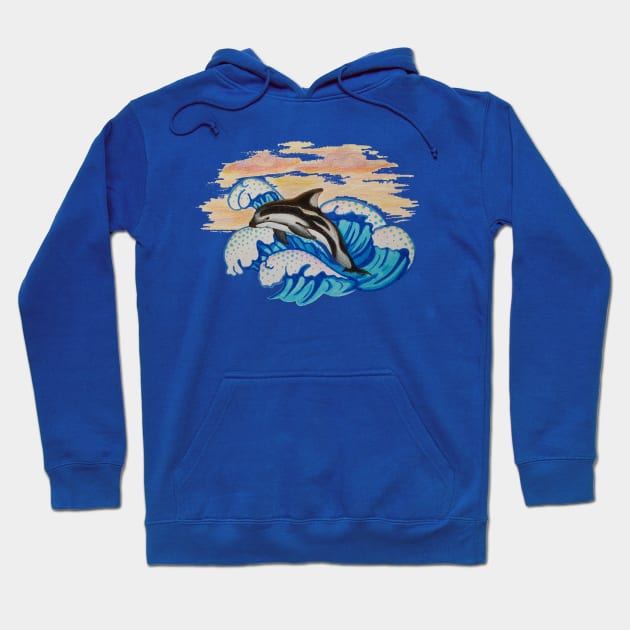 Dolphin Waves Hoodie by Lupa1214